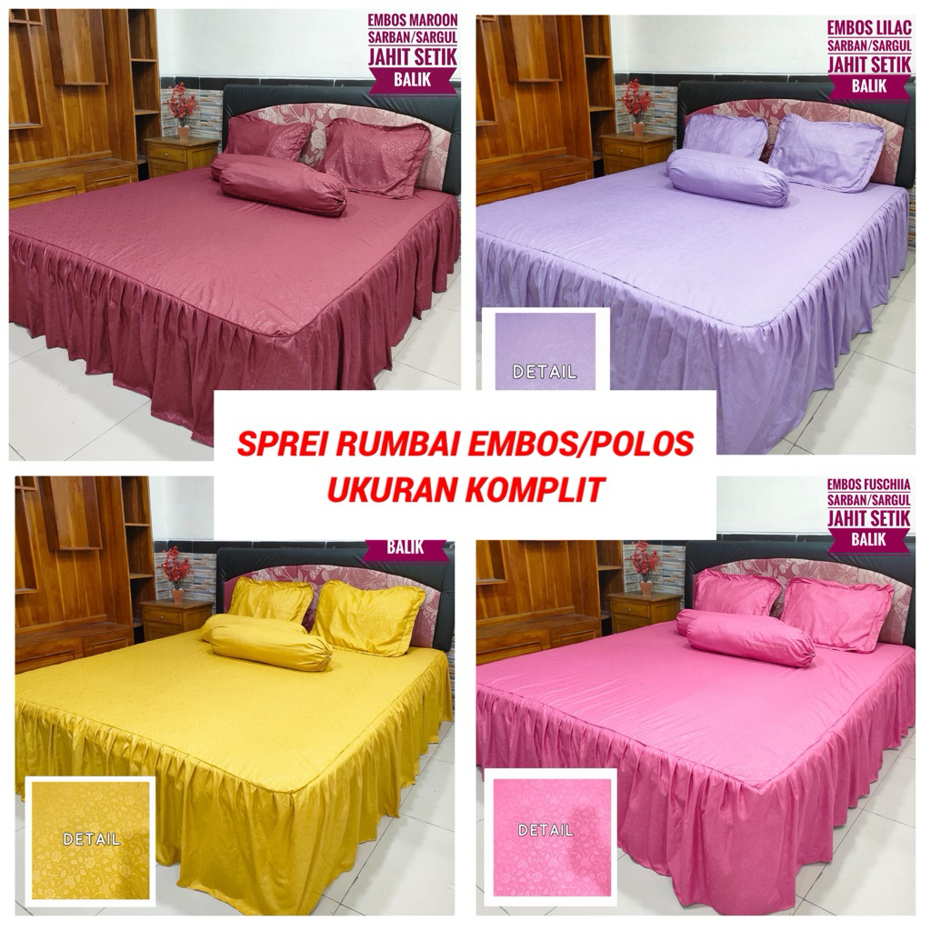 SPREI RUMBAI EMBOS POLOS /SPREI RUMBAI POLOS/SPREI RUMBAI EMBOS/SPREI ANTI GESER/SPREI MEWAH/SPREI M