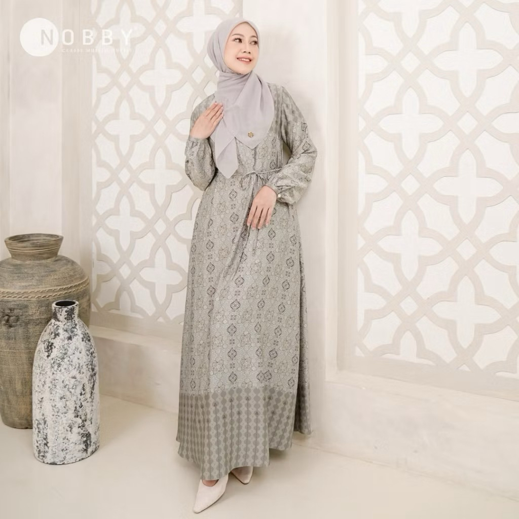 Nobby Dress Nandini Dress Bahan Satin Silk by Nobby ori