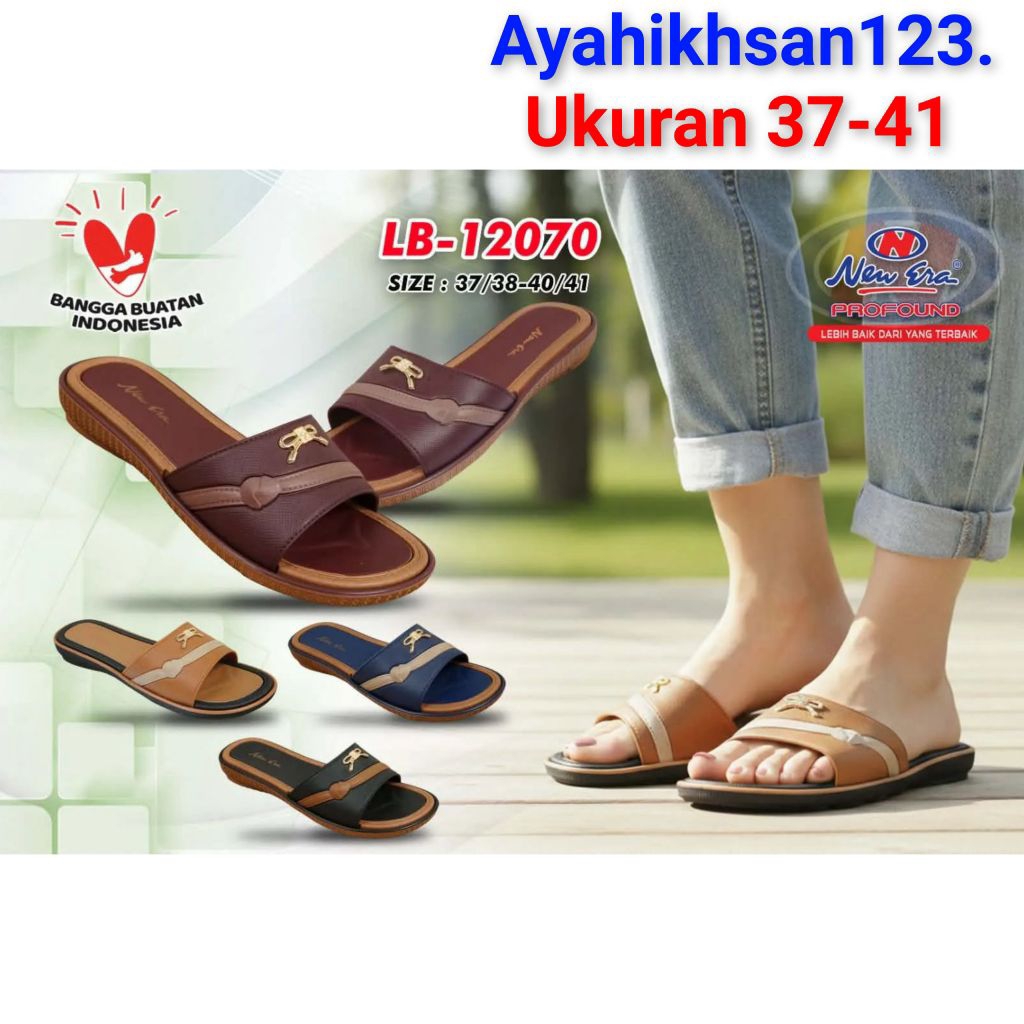 NEW ERA 12070 sandal slop karet wanita/perempuan ukuran 37-41