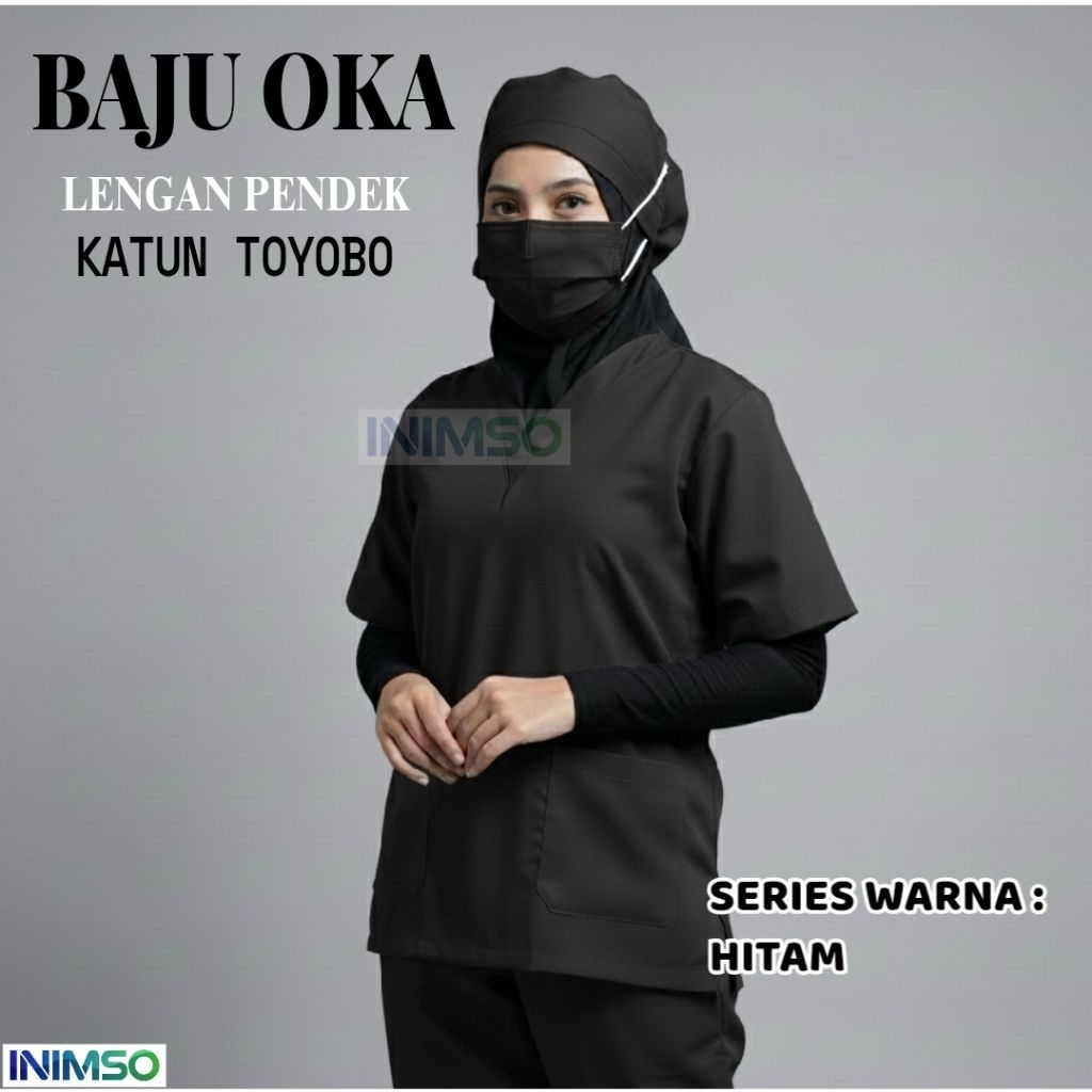 Baju Oka Ok Perawat Lengan Pendek Warna Hitam Toyobo
