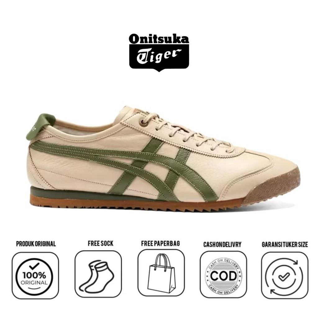 Sepatu 0nitsuka Mexico 66 Super Deluxe Beige Green