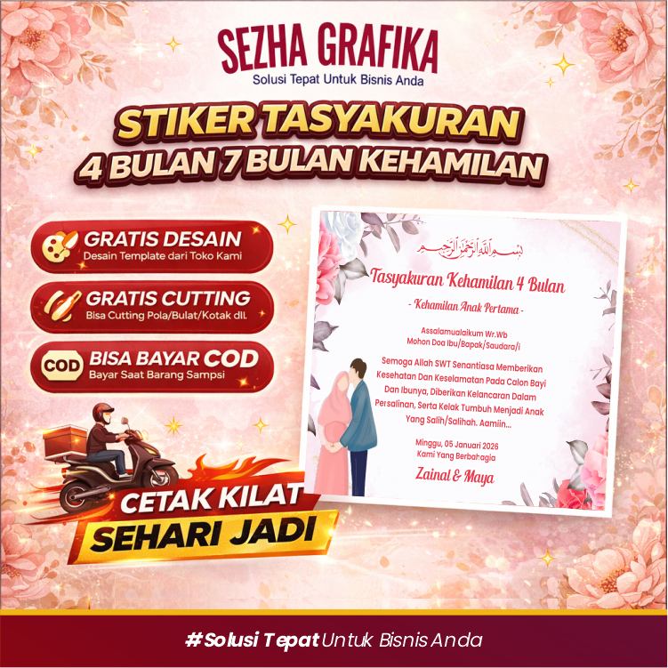 Custom Stiker Tasyakuran Kehamilan 4 Bulanan & 7 Bulanan Glossy