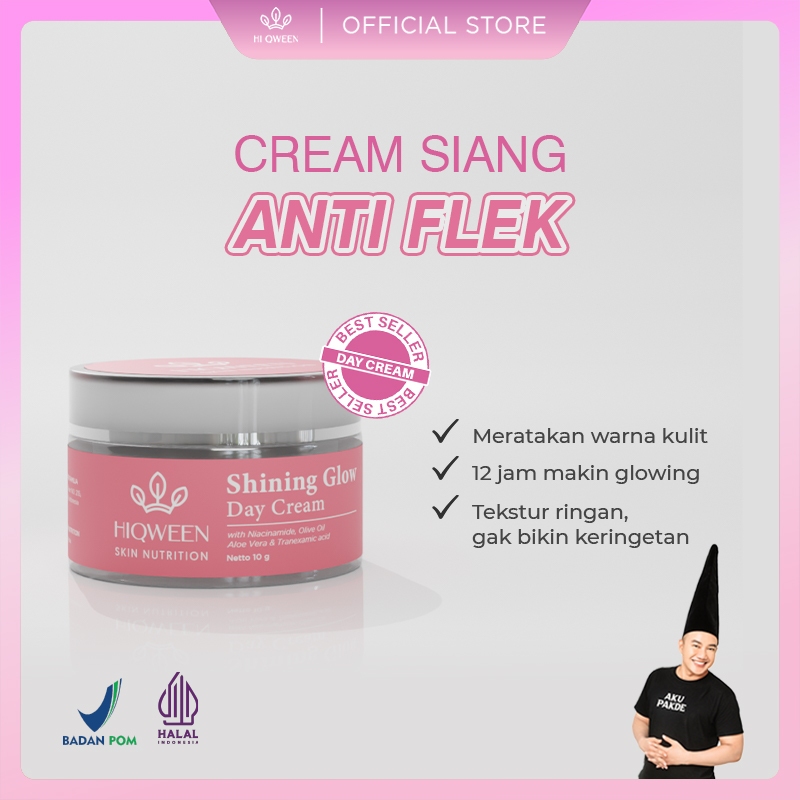 HIQWEEN SHINING GLOW DAY CREAM WITH SUNSCREEN Krim Siang Niacinamide Mencerahkan Pencerah Kulit Flek