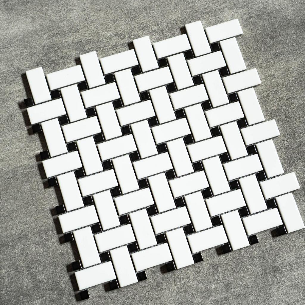Keramik Lantai Interior Aesthetic  Mosaic Mozza MOZAIK SAVOY MATTE+BLACK