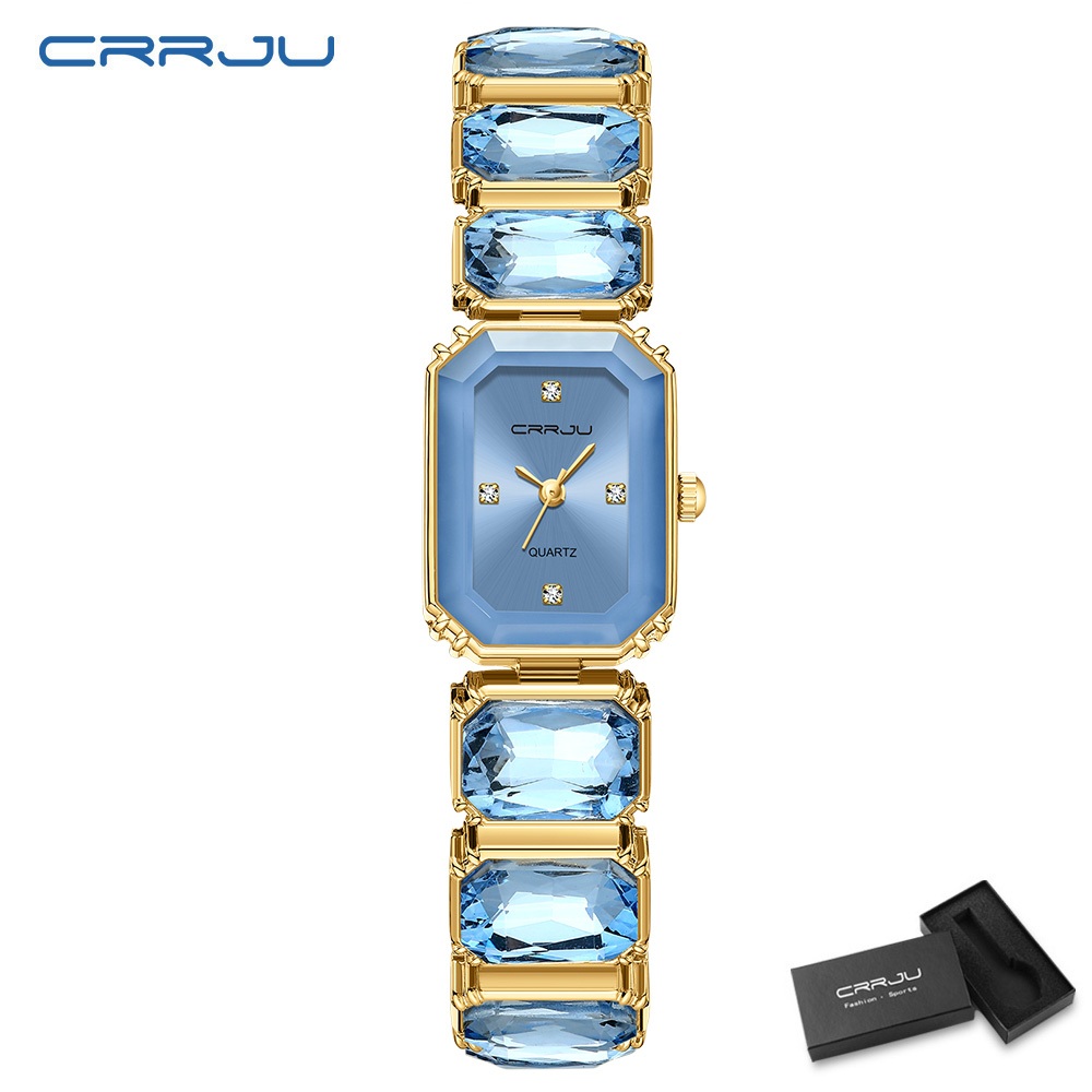 CRRJU Jam Tangan Wanita Anti Air Original Elegan Mewah Casual Quartz Jam Tangan Cewek Rantai