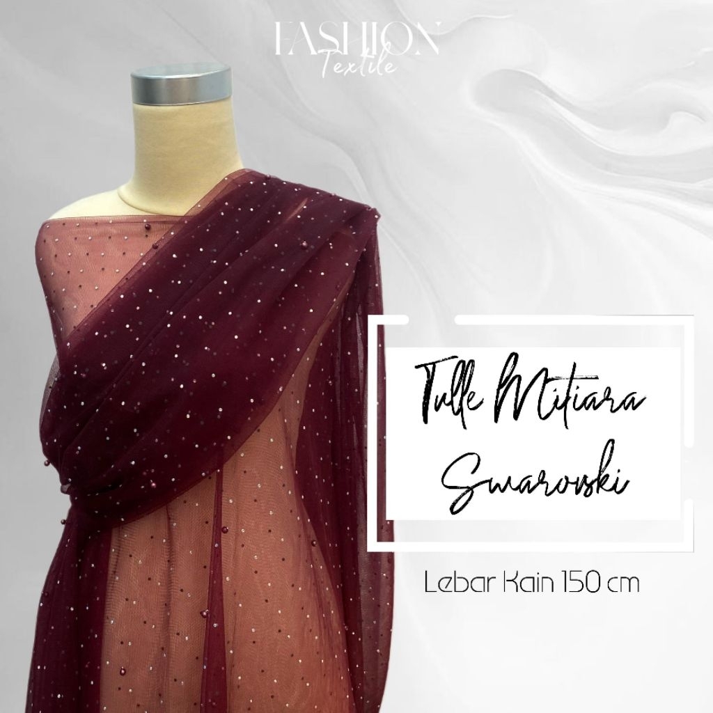 Tulle Mutiara Swarovski | Hiasan baju dress dan Kebaya
