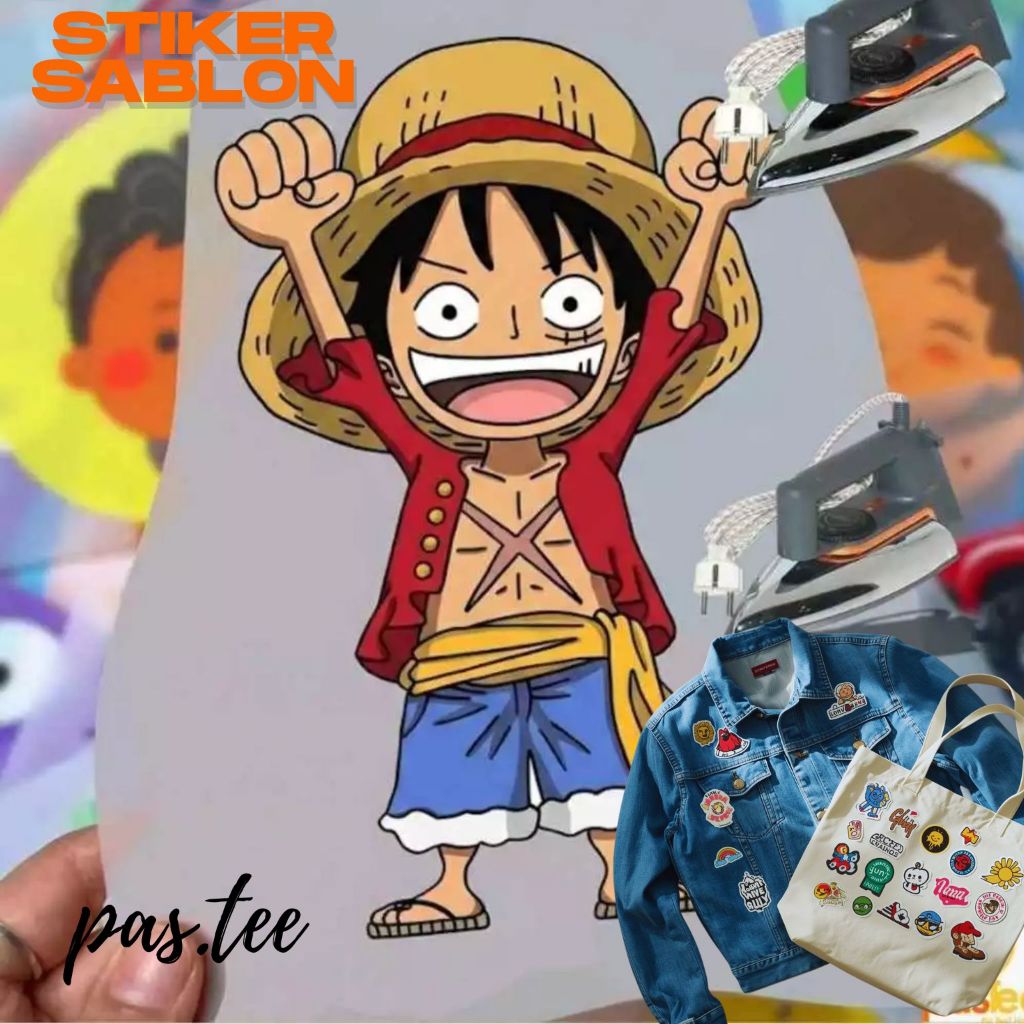 Sablon Setrika Anime One Piece - Stiker Gosok Baju Kaos Jaket Luffy Zoro Wanted