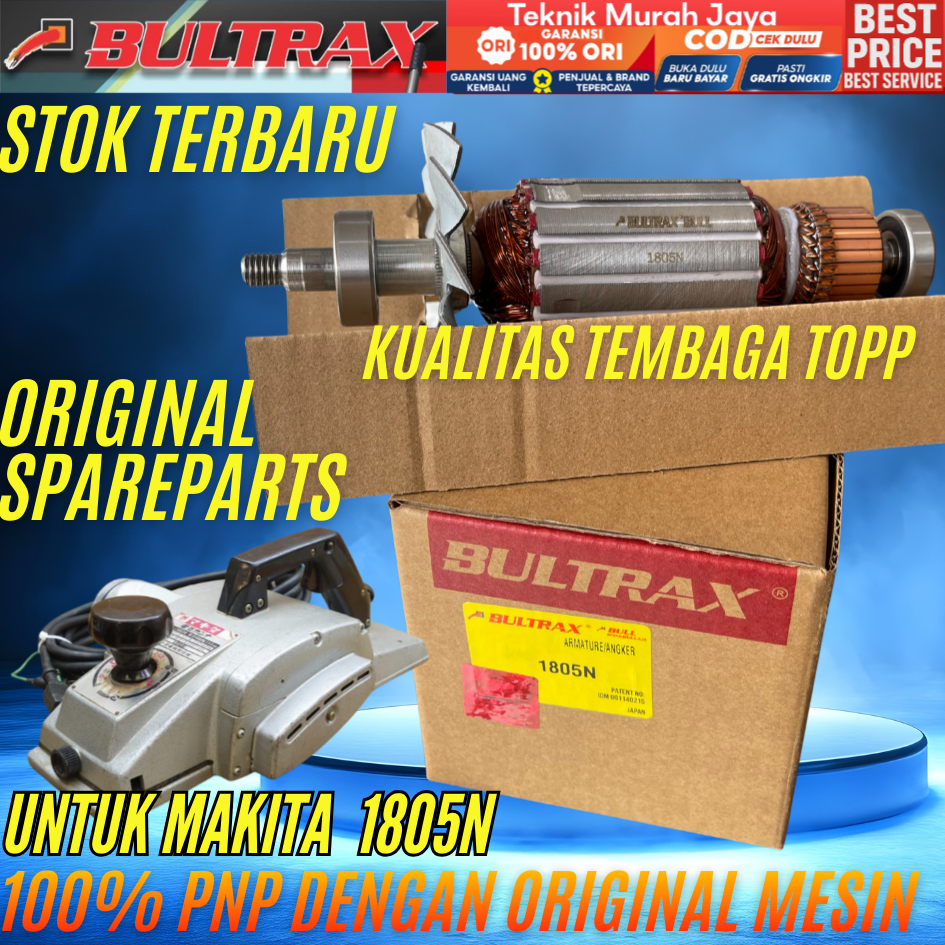 BULTRAX BULL Armature MAKITA 1805N Asli SERUT KAYU Ketam 1805 N Angker Rotor Planer MESIN SUGU Dinam