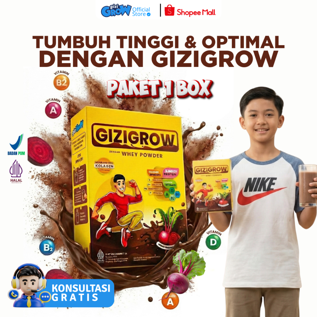 Susu Gizigrow Anak 3-12 Tahun Original Peninggi Badan & Penambah Nafsu Makan | Anak Cerdas & Kuat