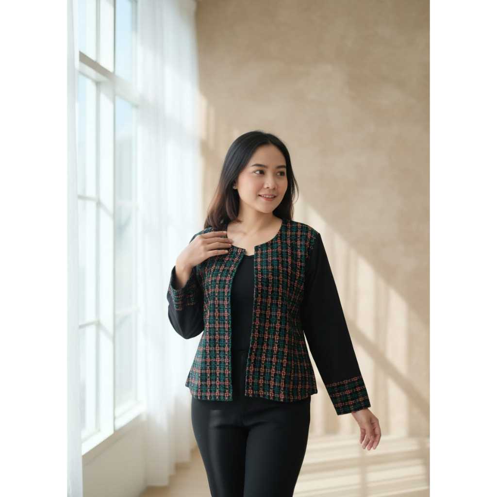 Etniq Craft Akila Blazer Tenun Baduy Kombinasi-Green