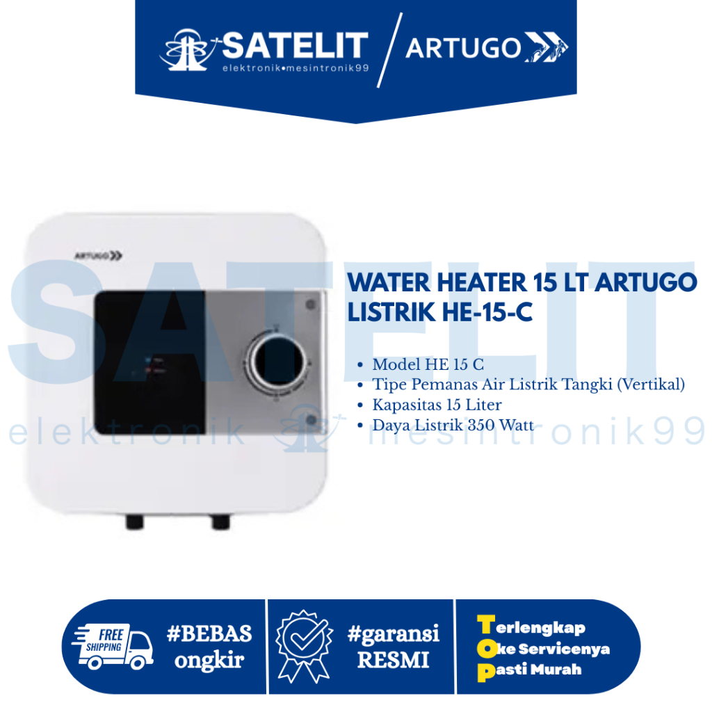 WATER HEATER 15 LT ARTUGO LISTRIK HE-15-C