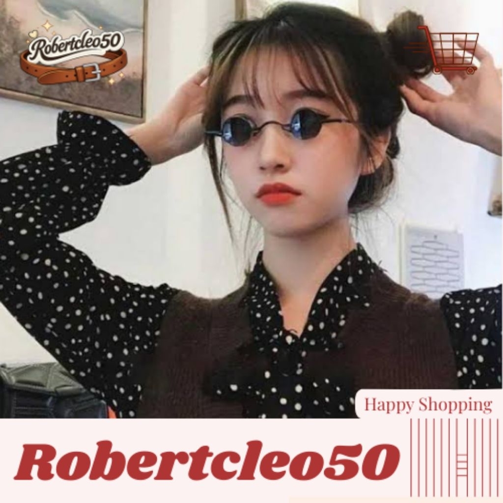 (KM26) Kacamata Retro Bulat Lensa Hitam Kacamata Mini Kacamata Trendy Kacamata Tiktok