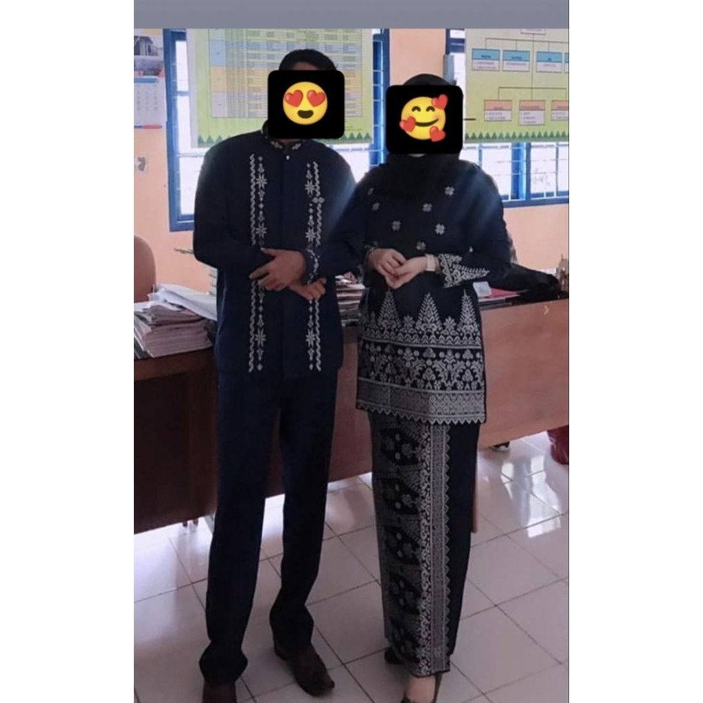bahan/bakal baju kurung bordiran couple