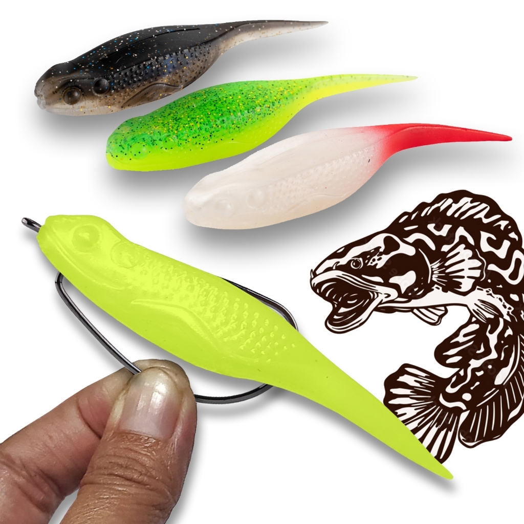 Umpan Gabus Toman Bentuk Kecebong Wormhook Soft Bait Plastic For Snakehead Bukan Ozmy Baby Silencer