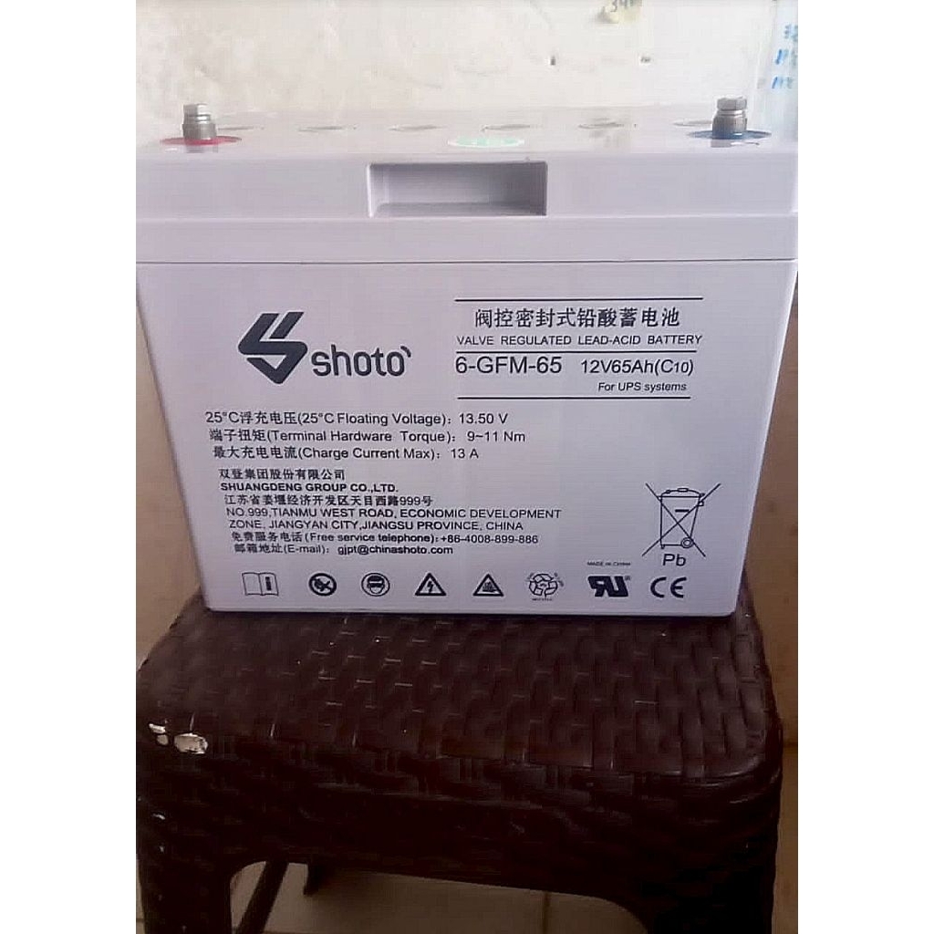 baterai VRLA merek shoto 12v 65ah