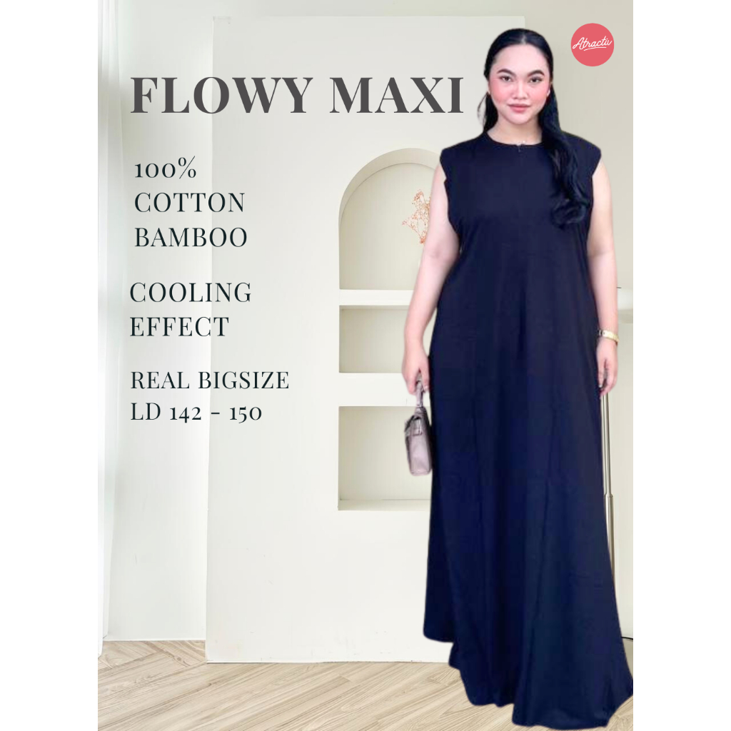 ATRACTIV Dress Kaos Tanpa Lengan Jumbo LD120 LD130 LD142 Manset Gamis Jumbo Inner Dress Hitam Jumbo