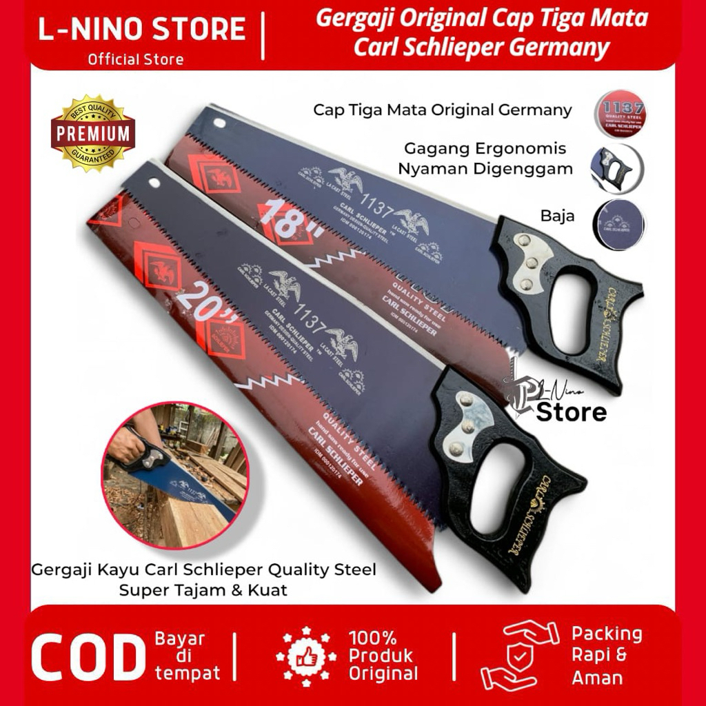 Gergaji Kayu Cap Tiga Mata Carl Schlieper Original Germany