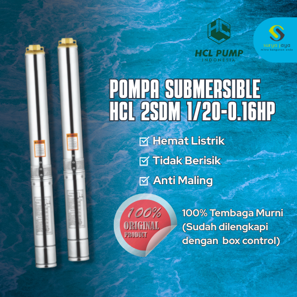 Submersible PUMP HCL 2'' 0.16 HP + Control Box + Kabel 20 Meter / Pompa HCL Kabel 20 Meter / Pompa S