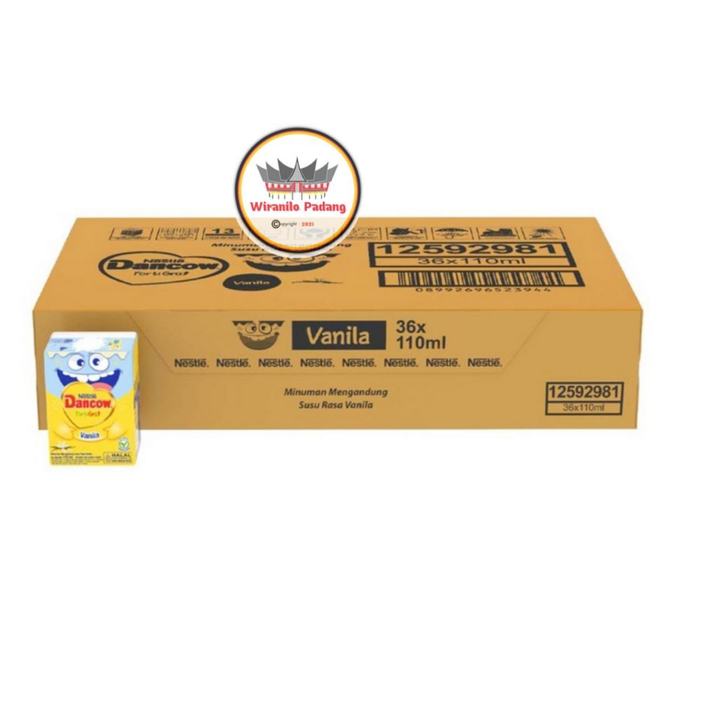 Dancow Susu uht Kotak Rasa Vanilla 1 karton 36 pcs x 110ml