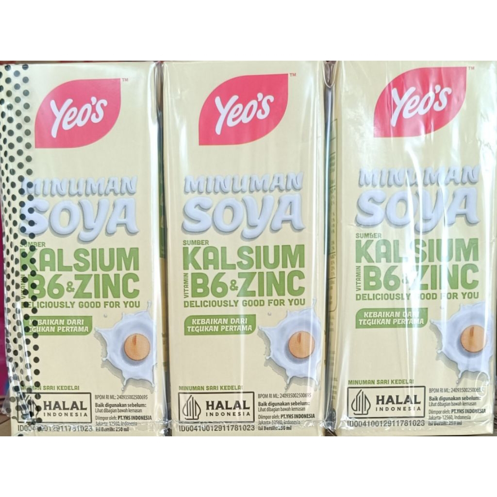 READY Yeos Soya Bean / Yeos Susu Kacang / Yeos Sari Kedelai 1karton Isi 24pcs