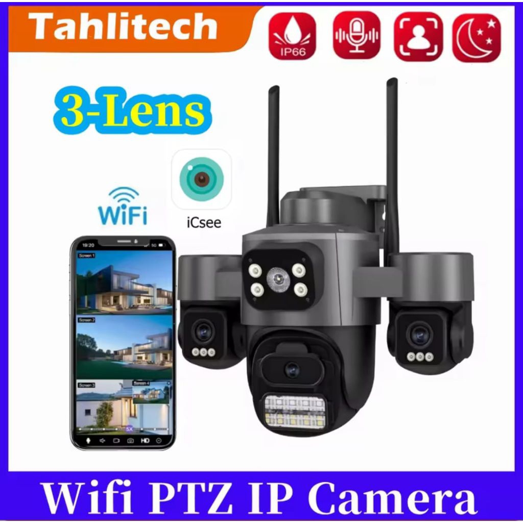 ICSEE CCTV 3 Lensa Kamera Outdoor Waterproof Wifi