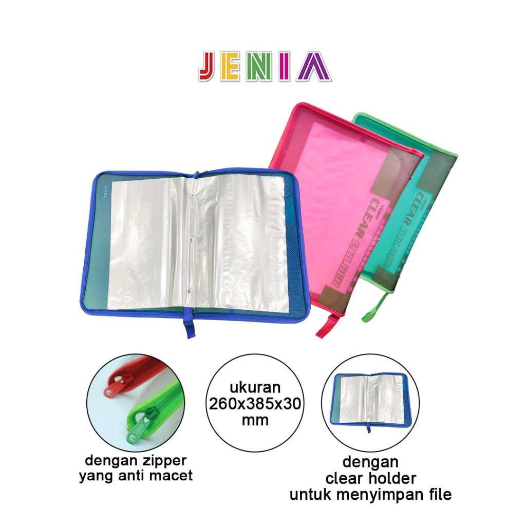 Clear Holder Zipper Jenia/ Map Berkas/ Map Resleting/ Map Dokumen/ Map File