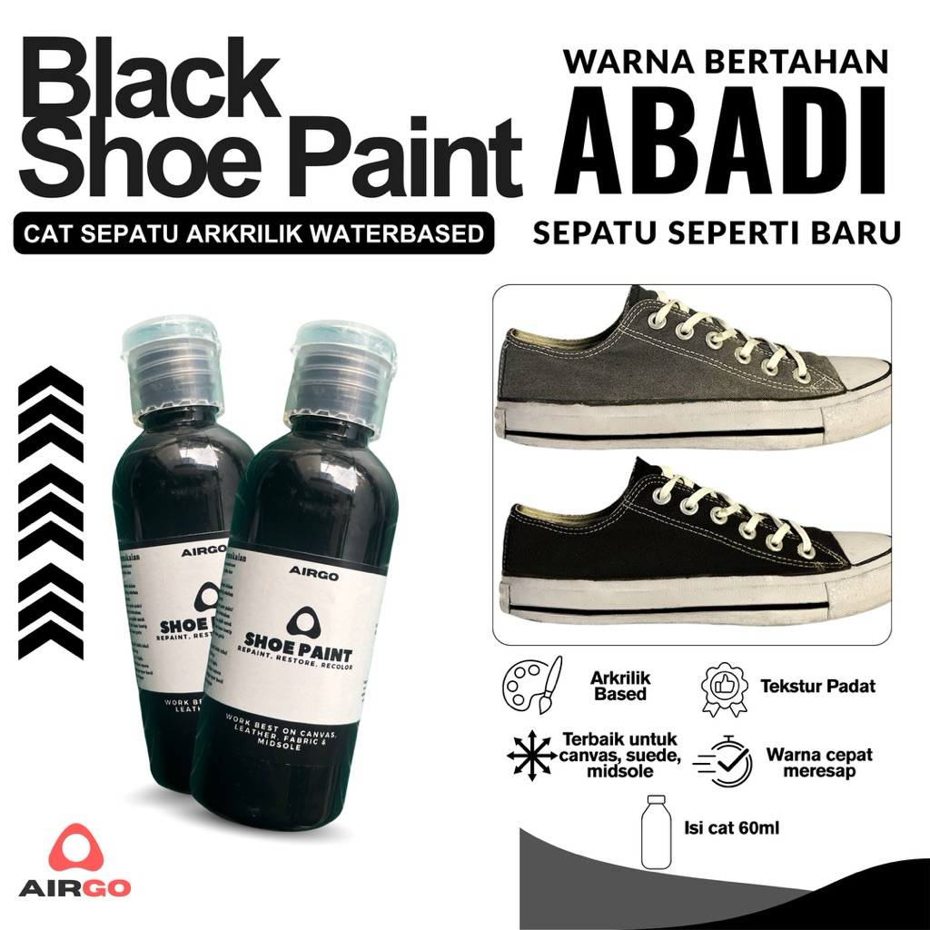 Cat sepatu Cat sepatu hitam canvas atau suede 60ml Airgo Shoe Care