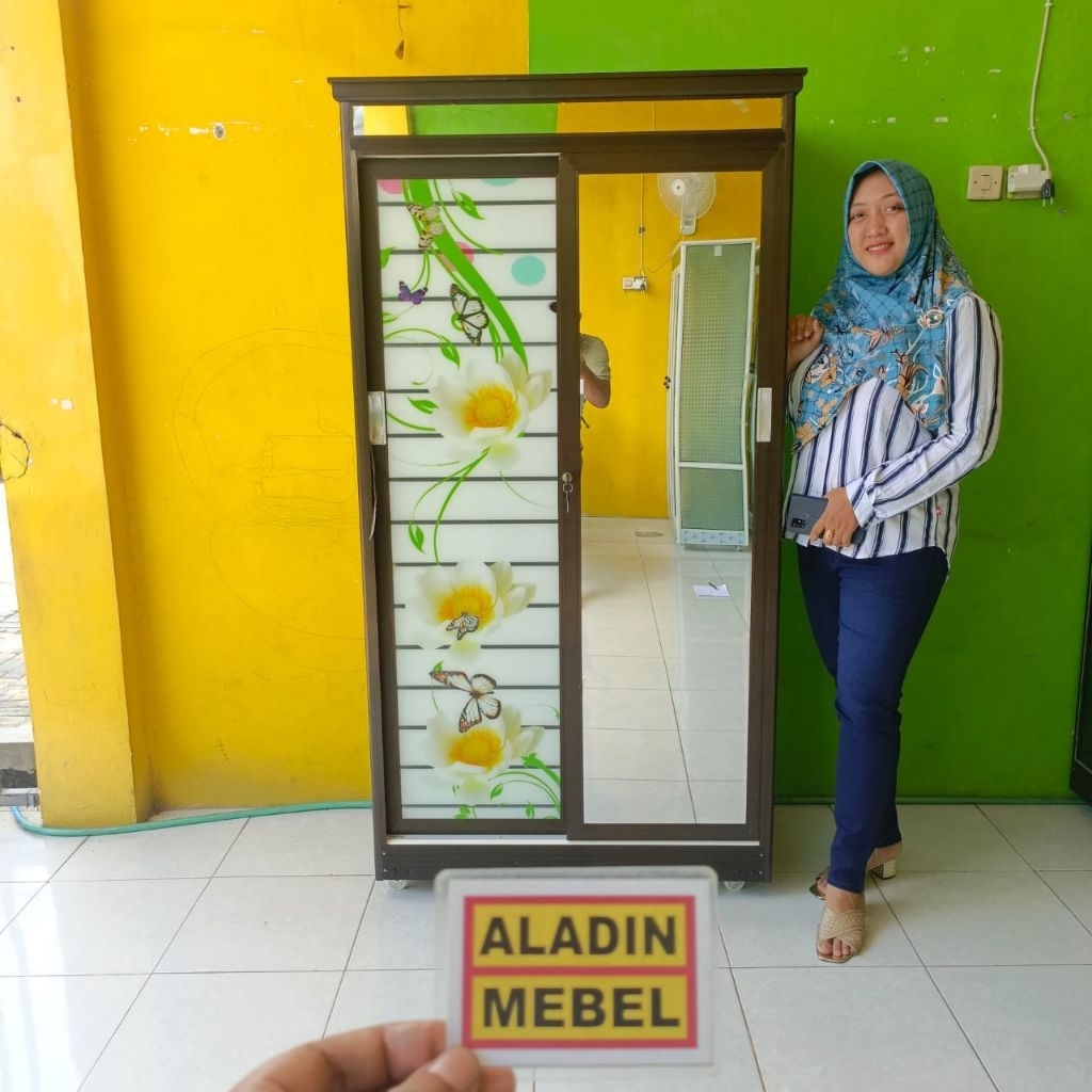 Lemari Baju Alumunium Sliding 2 Laci Tebal