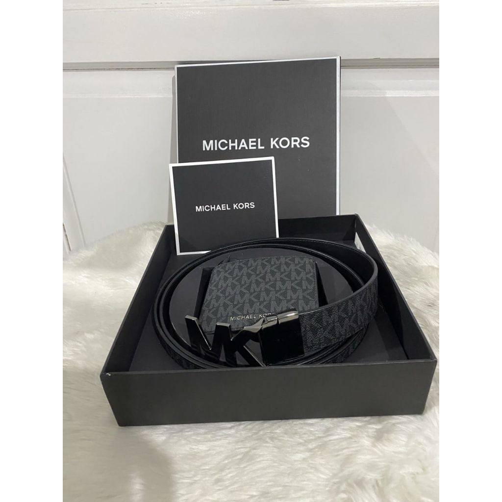 ikat pinggang plus dompet ori belt with box MK leather