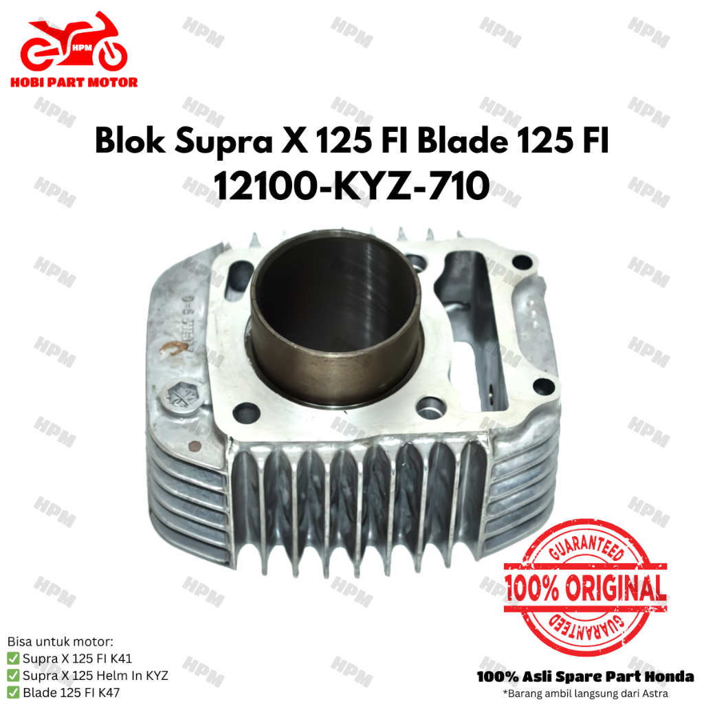 Blok Silinder Piston Seher Boring Set Komplit Satuan 12100-KYZ-710 131A1-KYZ-900 ahm supra x 125 fi 