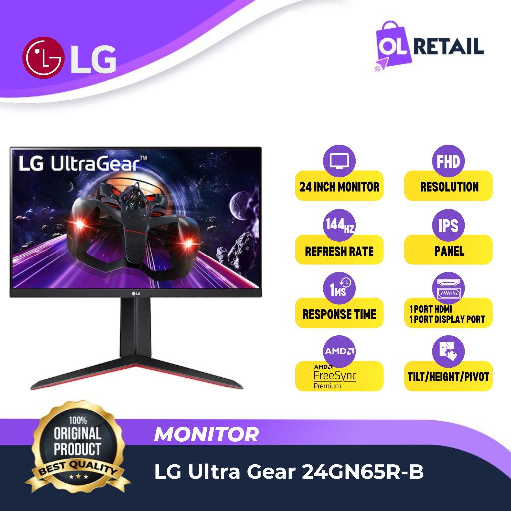 Monitor Gaming LG 24GN65R IPS 144Hz 1ms UltraGear