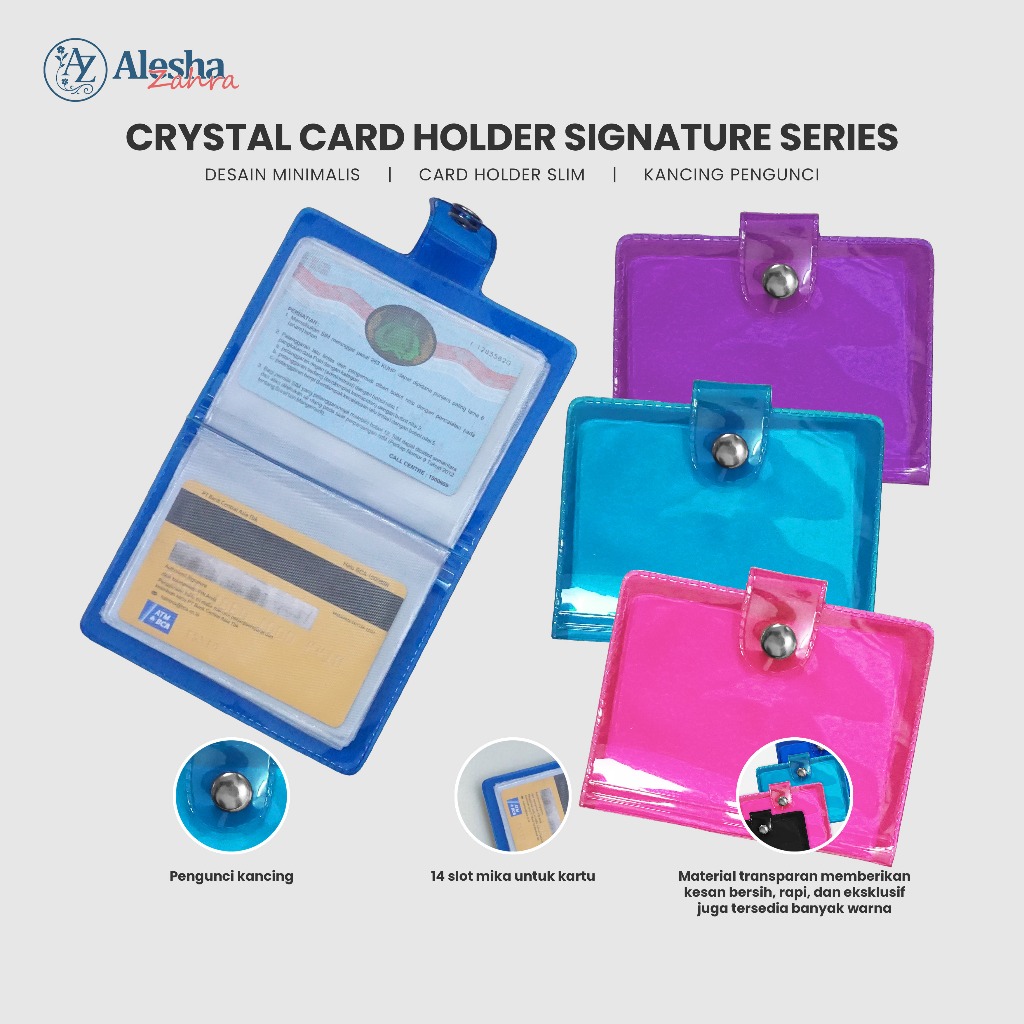 DOMPET 064 KARTU KANCING / DOMPET MINI TRANSPARAN / DOMPET ALBUM LOGAM DAN KARTU  / Dompet Kartu Tra