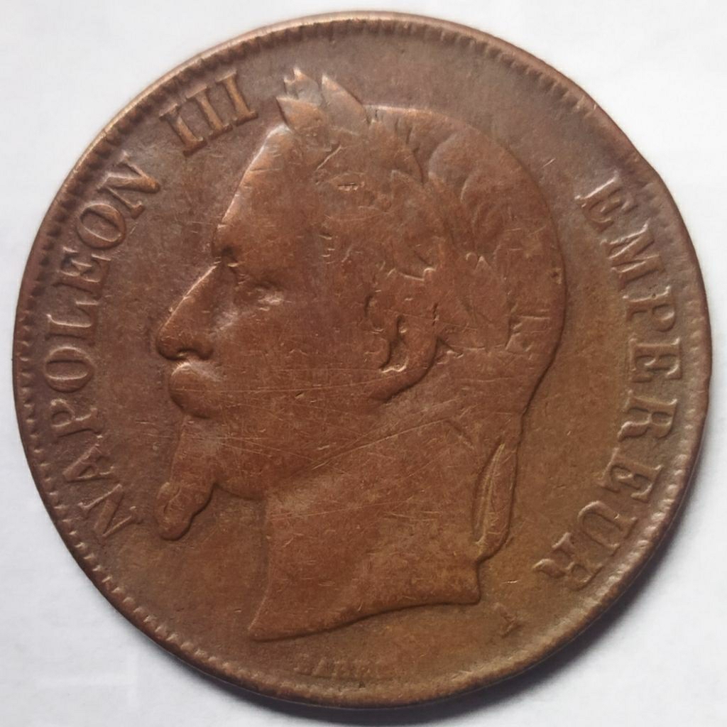 Koin Prancis 5 Francs 1867 Napoleon III (Replika/Old fake)