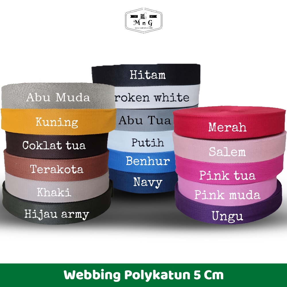 Webbing 5 cm Polykatun ketebalan 1.5mm (meteran)