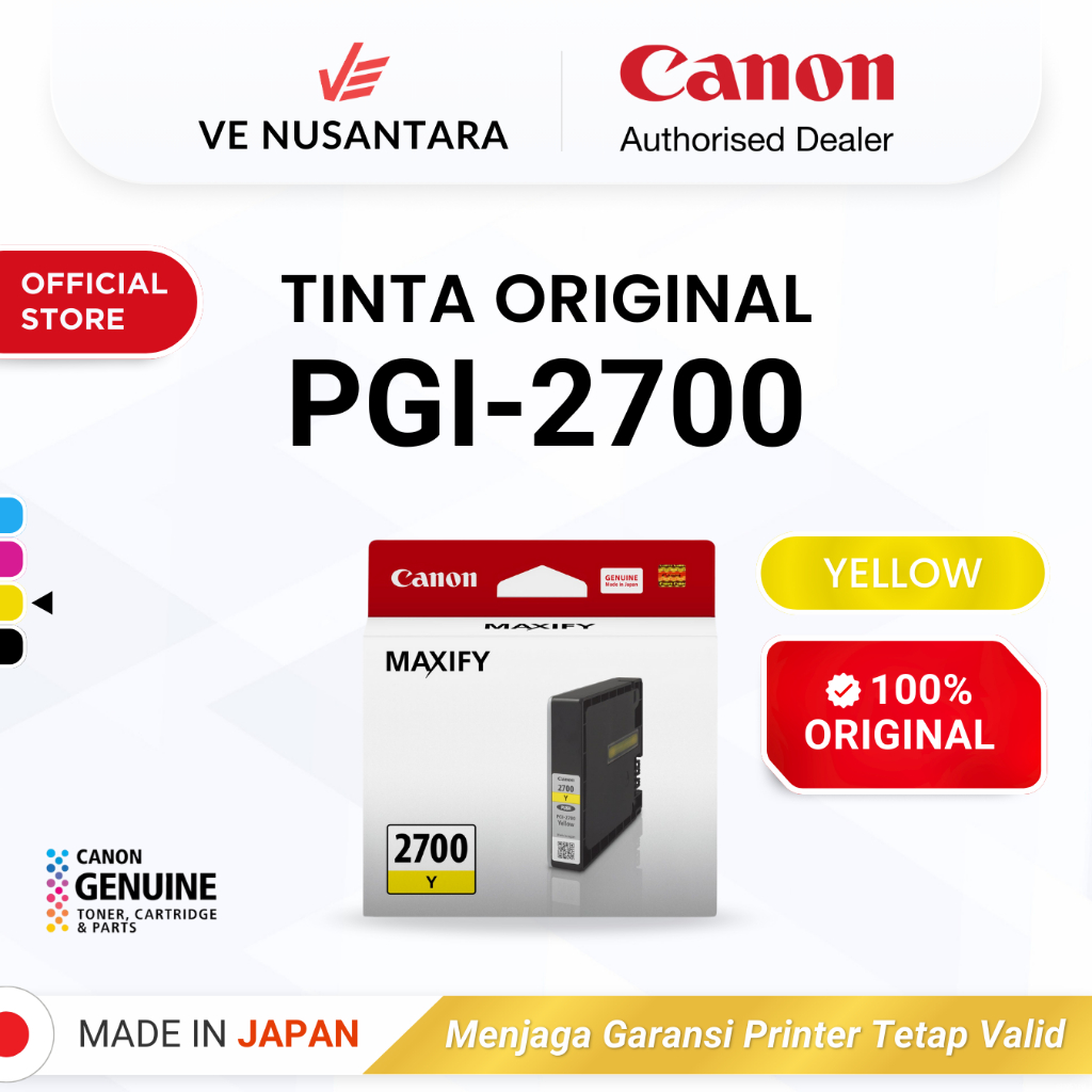 Tinta Original Canon 2700 Yellow PGI-2700Y - Tinta Canon MAXIFY iB4170 MB5170 MB5470 - Tinta Cartrid