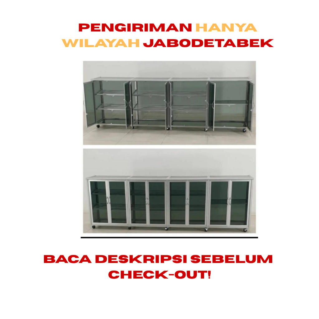 Lemari sepatu/lemari helm/rak sepatu alumunium/220X38X80/holo/full kaca riben