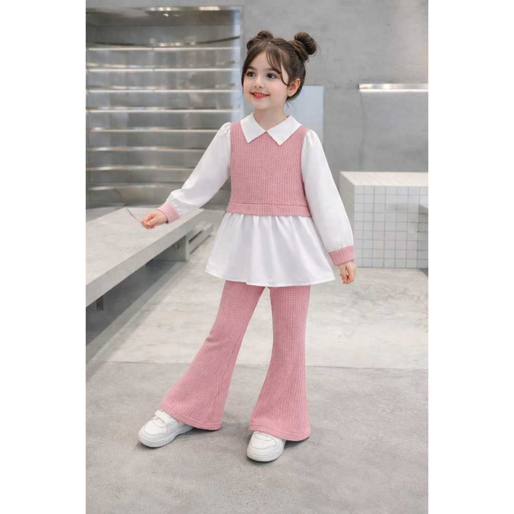 ONE SET CRINGKLE ANAK PEREMPUAN VIRAL UNTUK ANAK USIA 1-10TAHUN