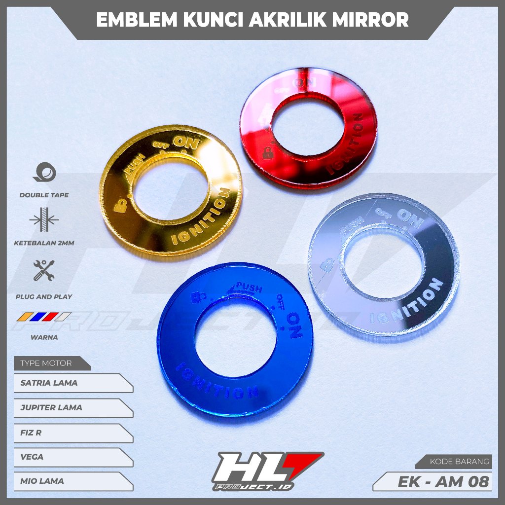 Emblem Kunci Akrilik Mirror Motor Satria Old, Jupiter Old, F1ZR, Vega, Mio Lama - Emblem Kunci Akril