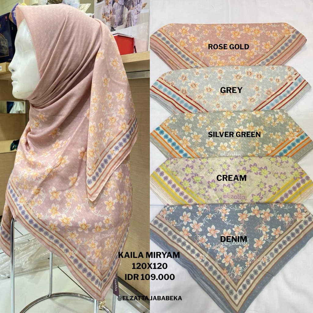 ELZATTA Kaila Miryam - Fashion Wanita Muslimah - Hijab Jilbab Scarf Motif Premium Elzatta - Scarf Mo