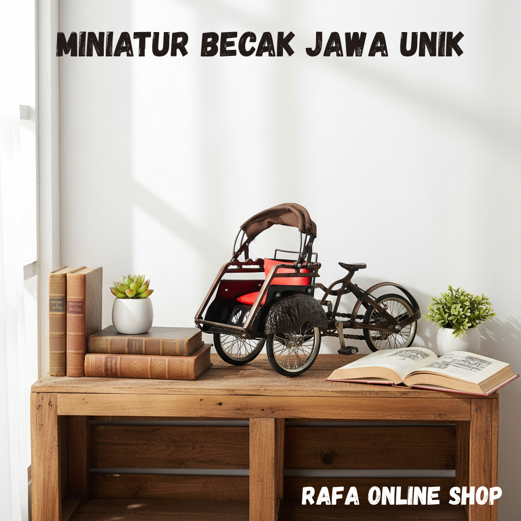 Miniatur Becak Tradisional | Becak Jawa | Miniatur Becak Jogja | Souvenir Khas Jogja | Hiasan Meja K