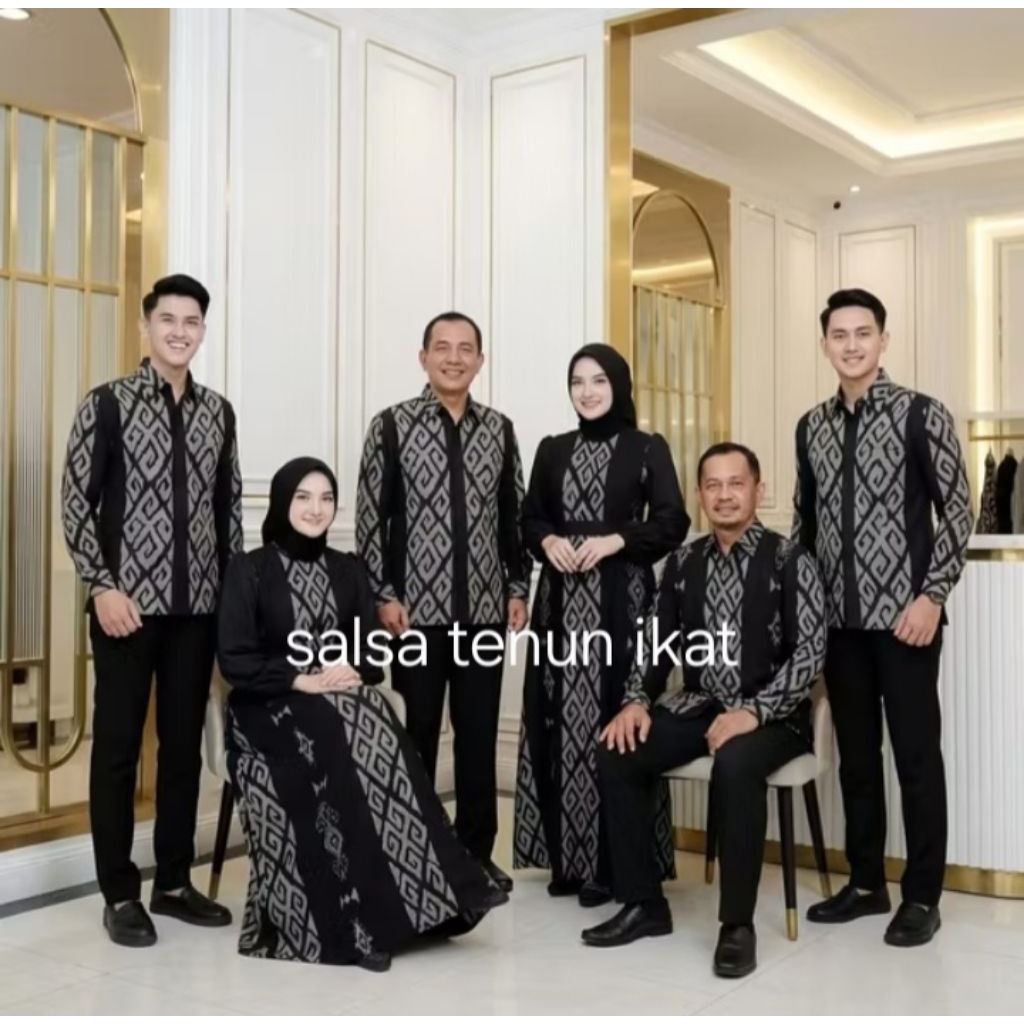 RAYA BLACK COUPLE TENUN BAJU PESTA KEMEJA HITAM SET COUPLE BAJU PREWED COUPLE