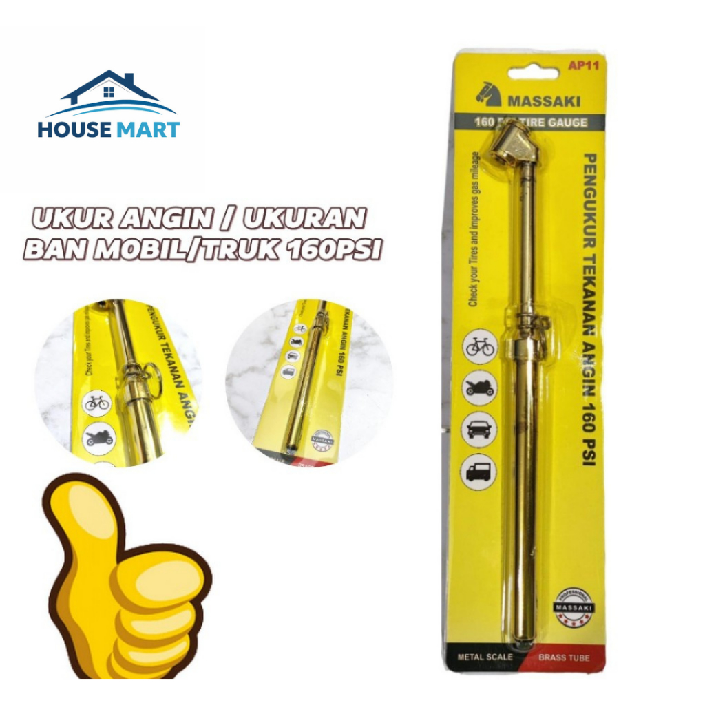 MASSAKI ALAT UKUR ANGIN UKURAN ANGIN BAN MOBIL / TRUK 160 psi TIRE GAUGE 160psi