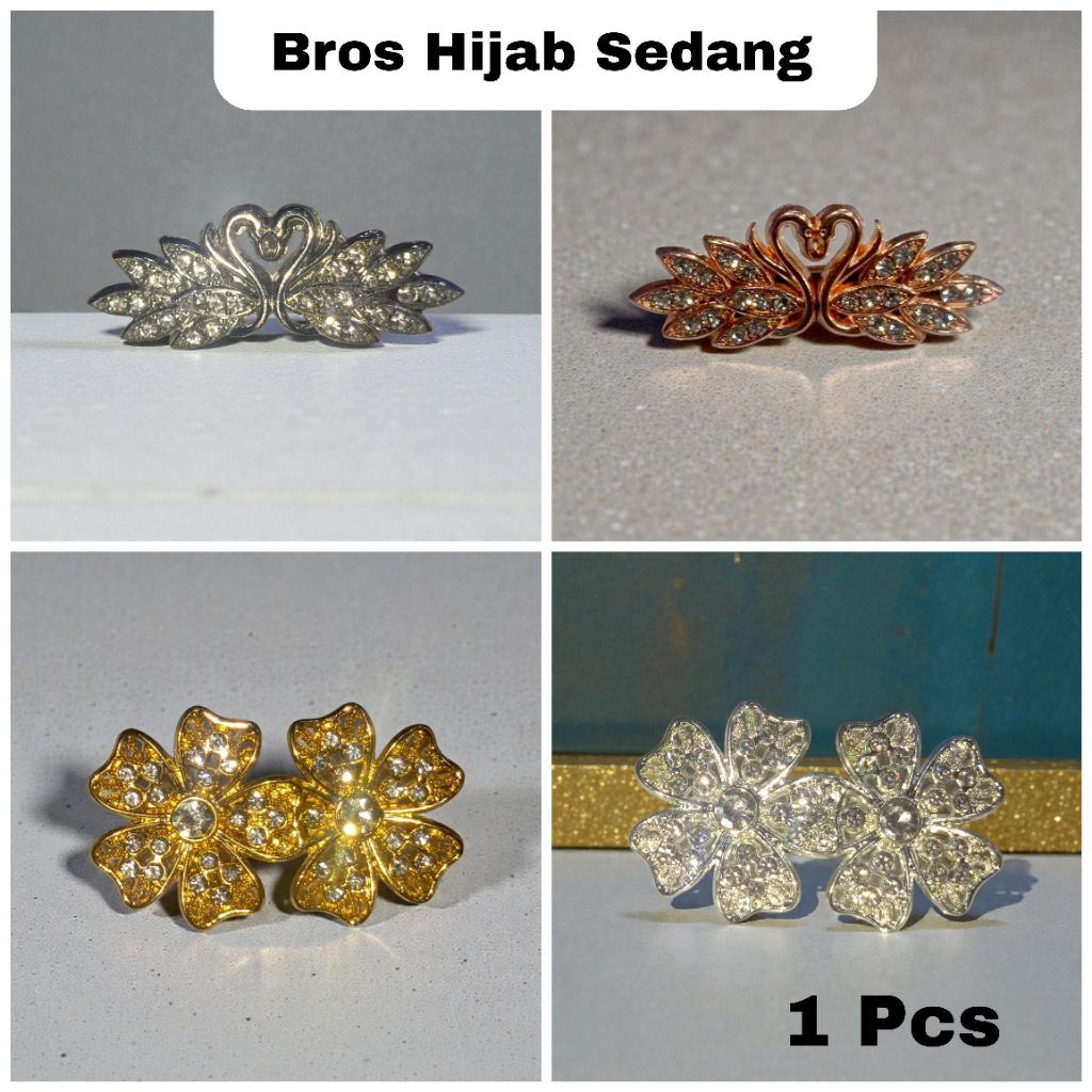 1 Pcs Bross dagu ukuran sedang bentuk permata Bros Hijab Kualitas Premium / bros dagu panjang / bros