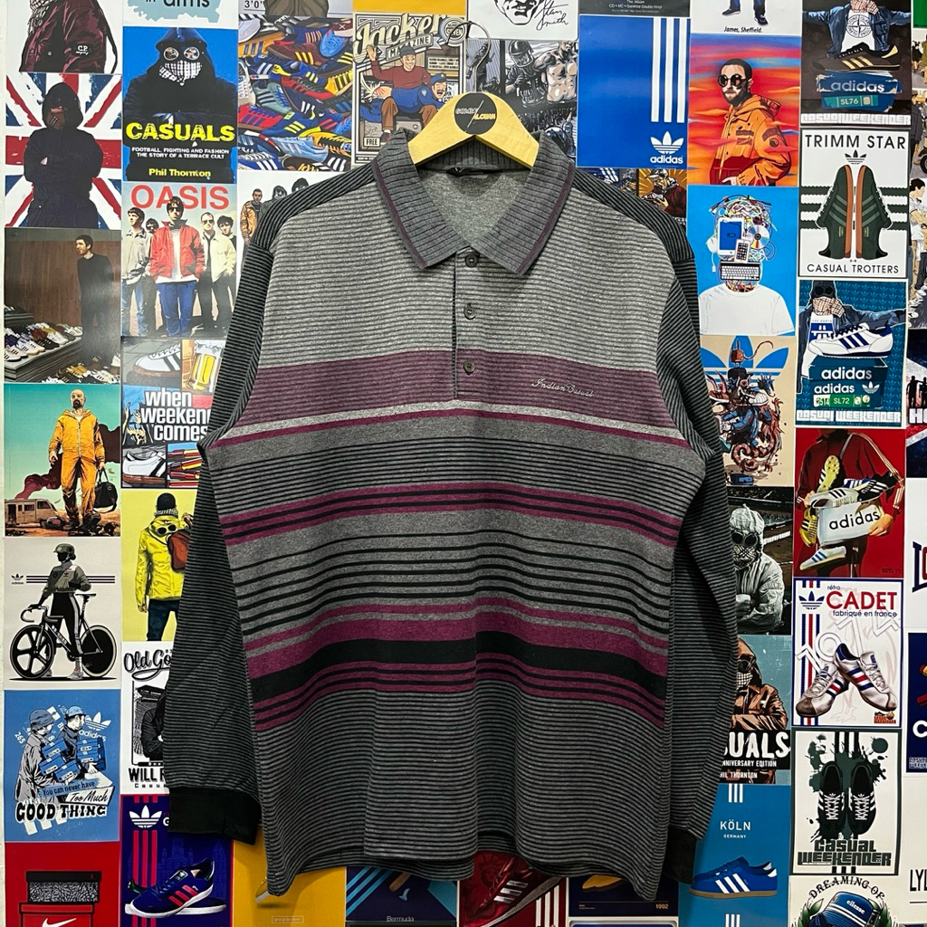 Long Sleeve / Polo Shirt / Rugby Shirt / Vintage / Second / INDIAN