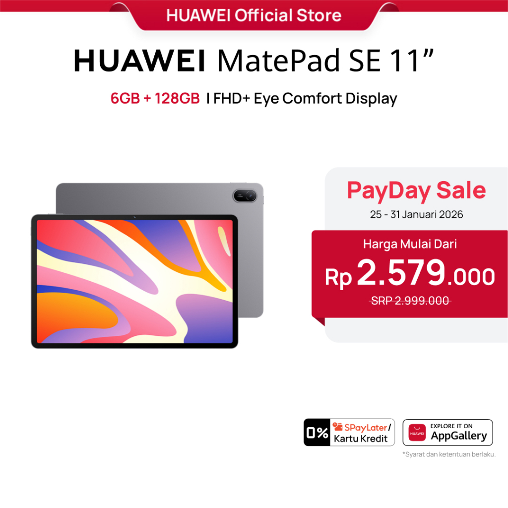 [BEST SELLER] HUAWEI MatePad SE 11" Tablet [6+128GB] | FHD+ Eye Comfort Display | 7700mAh | Metal Un