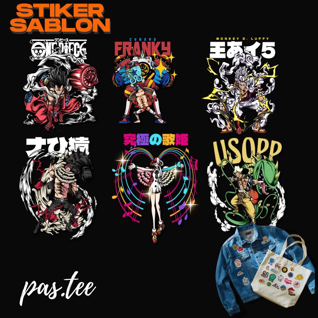 Stiker Sablon Setrika one piece SABLON SETRIKA SABLON DTF PRINTING TEMA ONE PIECE VOL1 HIGHT QUALITY