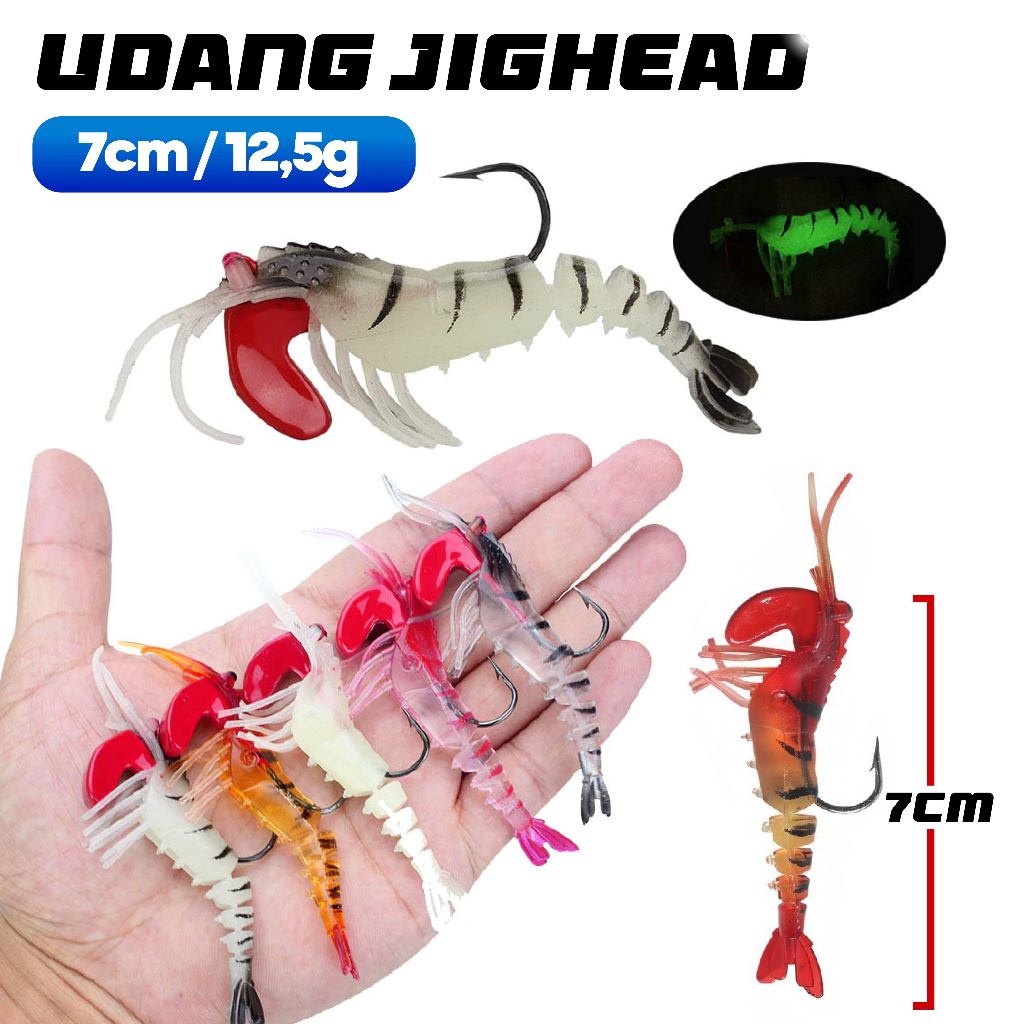 Umpan Pancing Udang Karet Jig Head Cast Jig Softlure Casting Ikan Predator Laut Pantai Muara Sungai