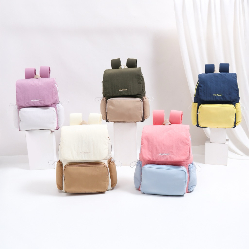 Bloom Woman Backpack | Tas Ransel Wanita | Tas Kerja & Sekolah Warna Warni | Pastel Pink Biru Army K