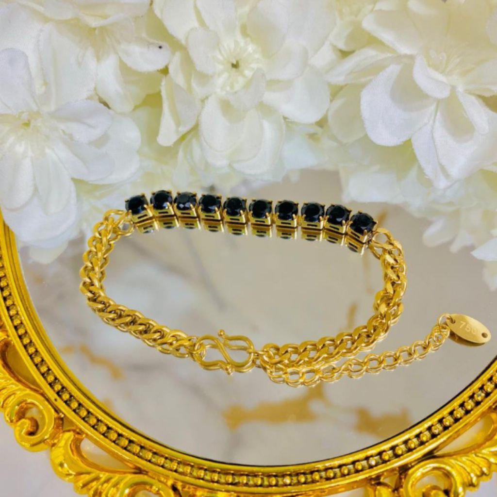 gelang permata hitam titanium