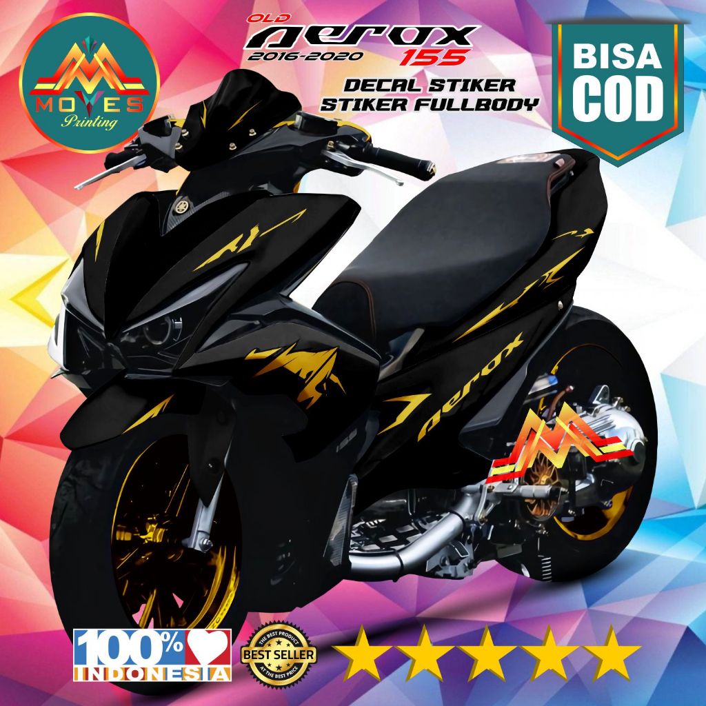 Stiker Aerox 155 old 2016-2020 fullbody / decal stiker Aerox old hitam motif simple terbaru